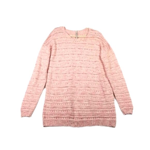 Leo and Nicole Pink Heather 100% Cotton Eyelet Sweater Size M - Picture 1 of 5